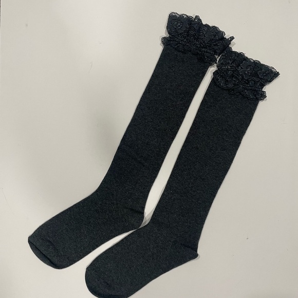 NWOT Charcoal Knee High Lace Socks - Picture 5 of 5